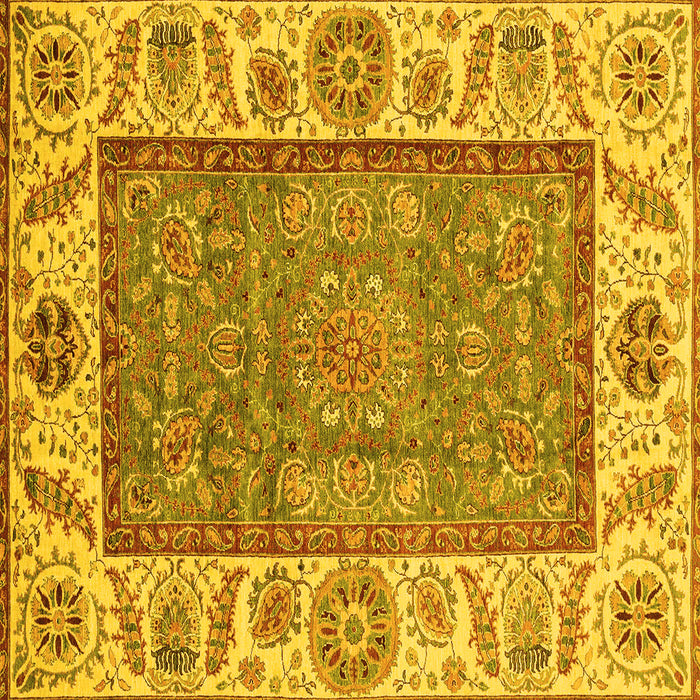 Square Oriental Yellow Traditional Rug, abs3699yw