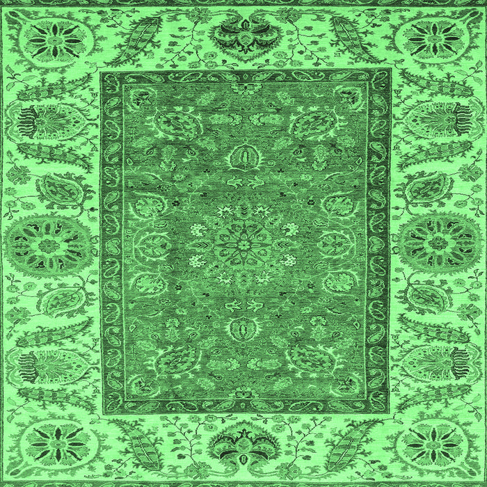 Square Oriental Emerald Green Traditional Rug, abs3699emgrn