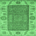 Square Oriental Emerald Green Traditional Rug, abs3699emgrn