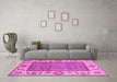 Machine Washable Oriental Pink Traditional Rug in a Living Room, wshabs3699pnk