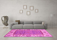 Machine Washable Oriental Pink Traditional Rug, wshabs3699pnk