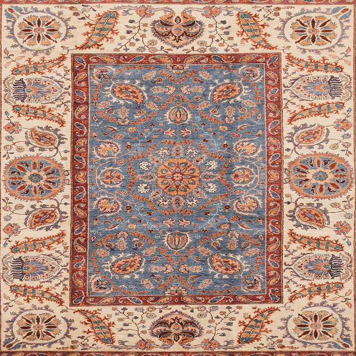 Square Abstract Brown Oriental Rug, abs3699