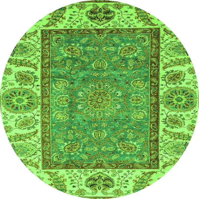 Round Oriental Green Traditional Rug, abs3699grn