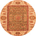 Round Oriental Orange Traditional Rug, abs3699org