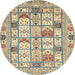 Round Abstract Khaki Gold Modern Rug, abs369