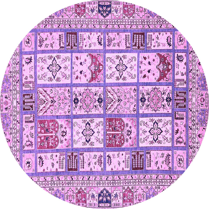 Round Abstract Purple Modern Rug, abs369pur