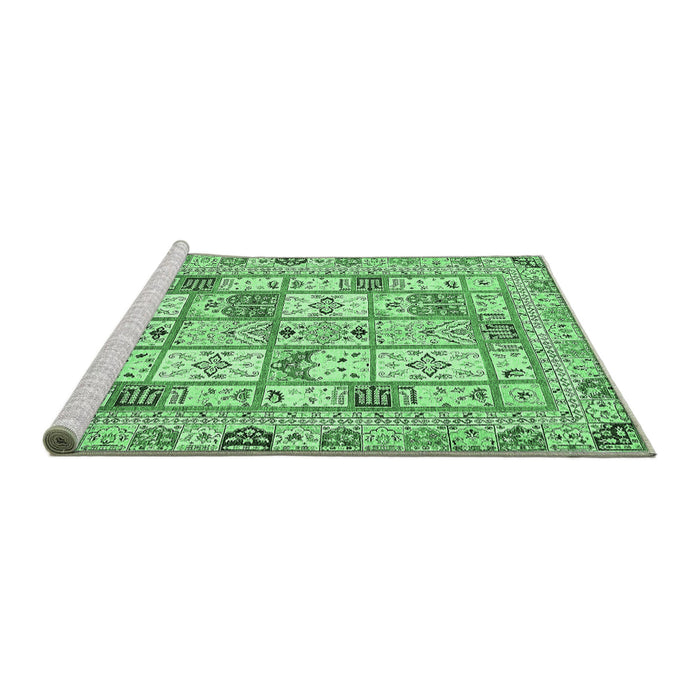 Sideview of Machine Washable Abstract Emerald Green Modern Area Rugs, wshabs369emgrn