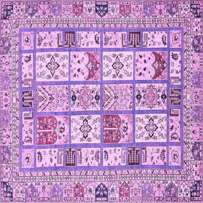 Square Machine Washable Abstract Purple Modern Area Rugs, wshabs369pur
