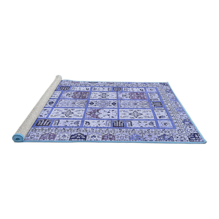 Sideview of Machine Washable Abstract Blue Modern Rug, wshabs369blu