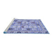 Sideview of Machine Washable Abstract Blue Modern Rug, wshabs369blu