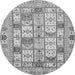 Round Machine Washable Abstract Gray Modern Rug, wshabs369gry