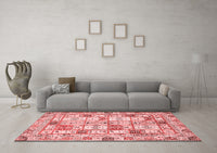 Machine Washable Abstract Red Modern Rug, wshabs369red