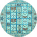 Round Machine Washable Abstract Light Blue Modern Rug, wshabs369lblu