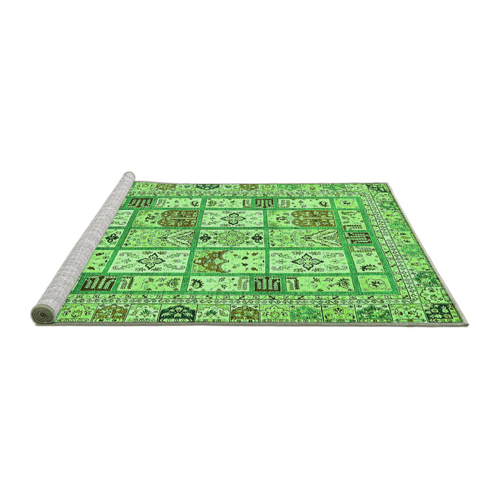 Sideview of Machine Washable Abstract Green Modern Area Rugs, wshabs369grn