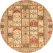 Round Abstract Orange Modern Rug, abs369org