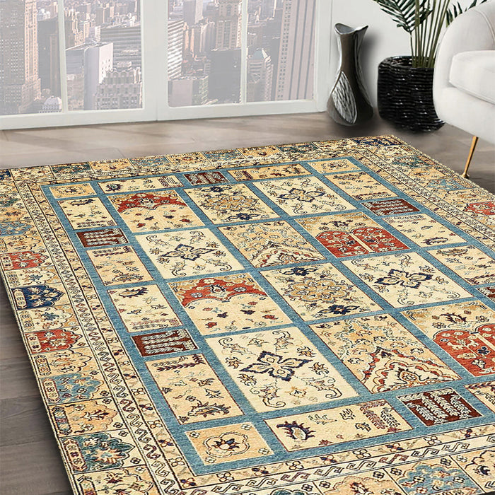Machine Washable Abstract Khaki Gold Rug in a Family Room, wshabs369
