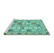 Sideview of Machine Washable Abstract Turquoise Modern Area Rugs, wshabs369turq