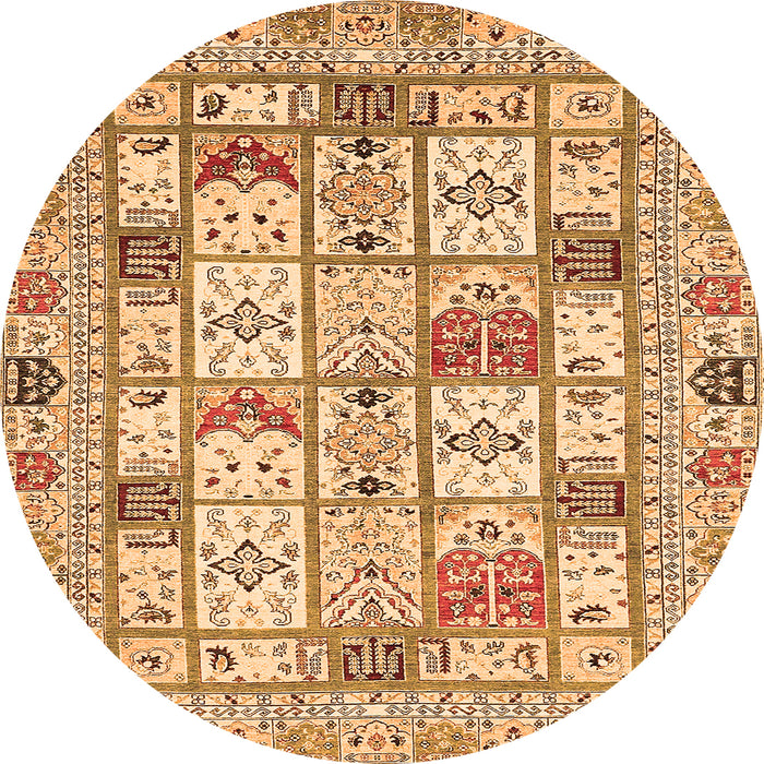 Round Machine Washable Abstract Orange Modern Area Rugs, wshabs369org