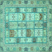 Square Abstract Turquoise Modern Rug, abs369turq