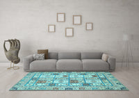 Machine Washable Abstract Light Blue Modern Rug, wshabs369lblu