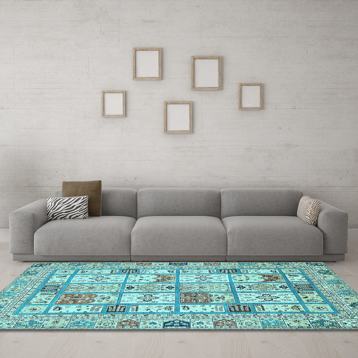 Machine Washable Abstract Light Blue Modern Rug in a Living Room, wshabs369lblu