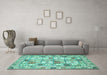 Machine Washable Abstract Turquoise Modern Area Rugs in a Living Room,, wshabs369turq