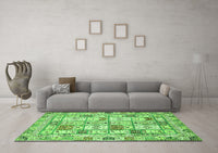 Machine Washable Abstract Green Modern Rug, wshabs369grn