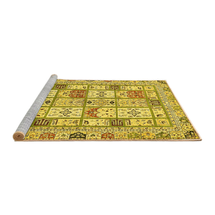 Sideview of Machine Washable Abstract Yellow Modern Rug, wshabs369yw