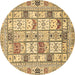 Round Abstract Brown Modern Rug, abs369brn