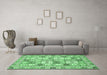 Machine Washable Abstract Emerald Green Modern Area Rugs in a Living Room,, wshabs369emgrn