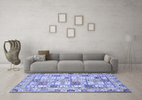 Machine Washable Abstract Blue Modern Rug, wshabs369blu