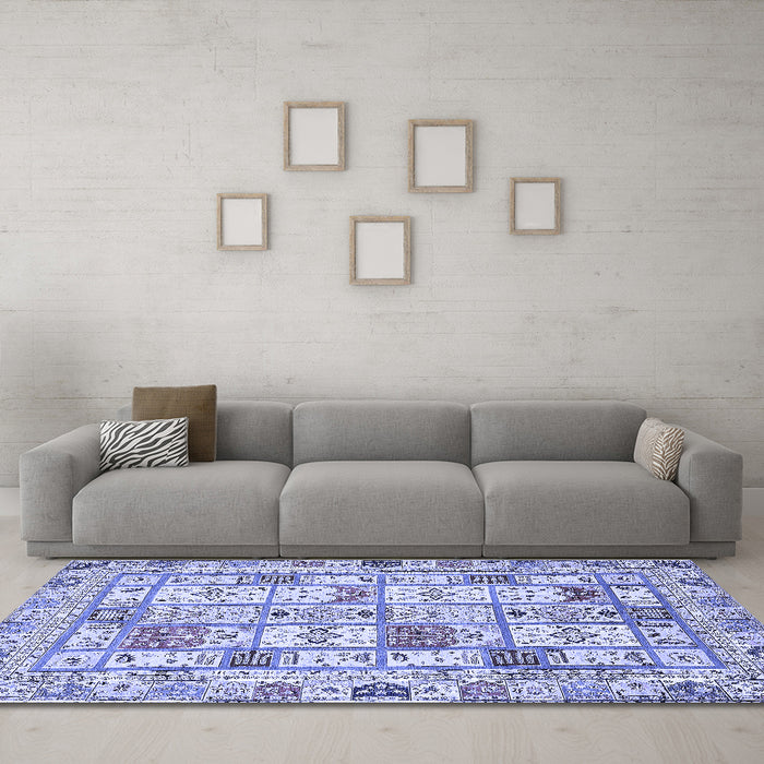 Machine Washable Abstract Blue Modern Rug in a Living Room, wshabs369blu