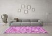 Machine Washable Abstract Pink Modern Rug in a Living Room, wshabs369pnk