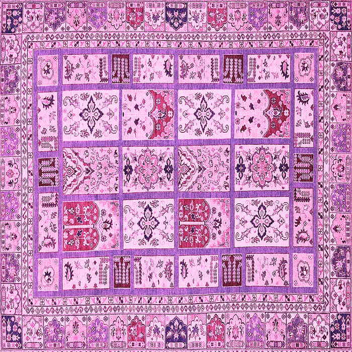Square Machine Washable Abstract Pink Modern Rug, wshabs369pnk
