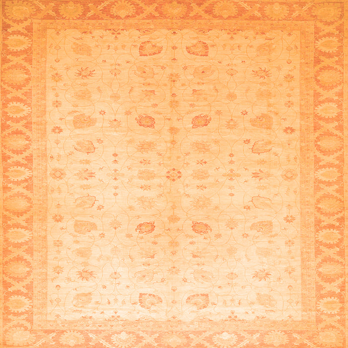 Square Machine Washable Oriental Orange Traditional Area Rugs, wshabs36org