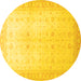 Round Oriental Yellow Traditional Rug, abs36yw