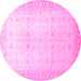 Round Oriental Pink Traditional Rug, abs36pnk