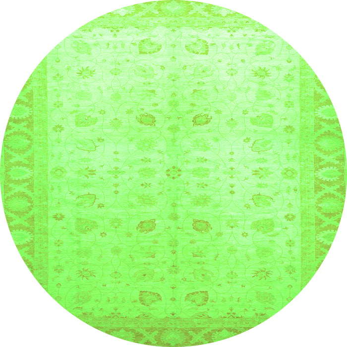 Round Oriental Green Traditional Rug, abs36grn