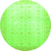 Round Oriental Green Traditional Rug, abs36grn