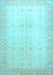 Machine Washable Oriental Light Blue Traditional Rug, wshabs36lblu