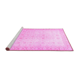 Sideview of Machine Washable Oriental Pink Traditional Rug, wshabs36pnk