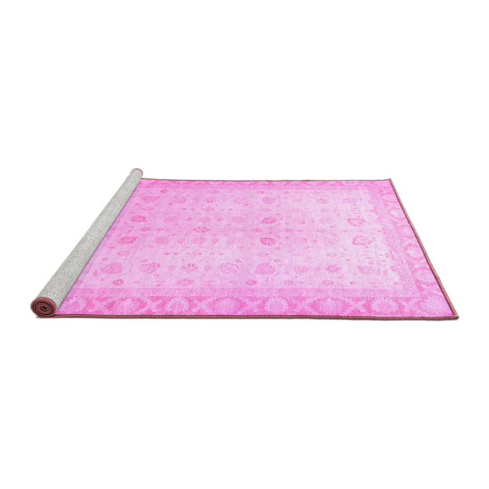 Sideview of Machine Washable Oriental Pink Traditional Rug, wshabs36pnk