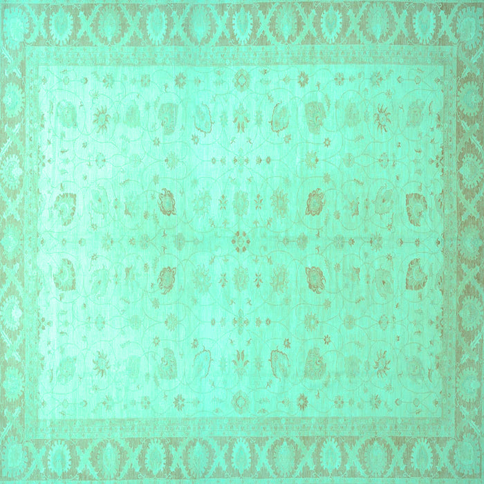 Square Machine Washable Oriental Turquoise Traditional Area Rugs, wshabs36turq