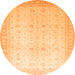 Round Machine Washable Oriental Orange Traditional Area Rugs, wshabs36org