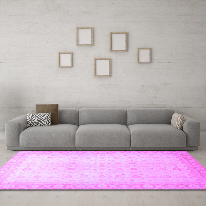 Machine Washable Oriental Purple Traditional Area Rugs in a Living Room, wshabs36pur