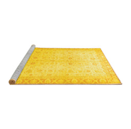 Sideview of Machine Washable Oriental Yellow Traditional Rug, wshabs36yw