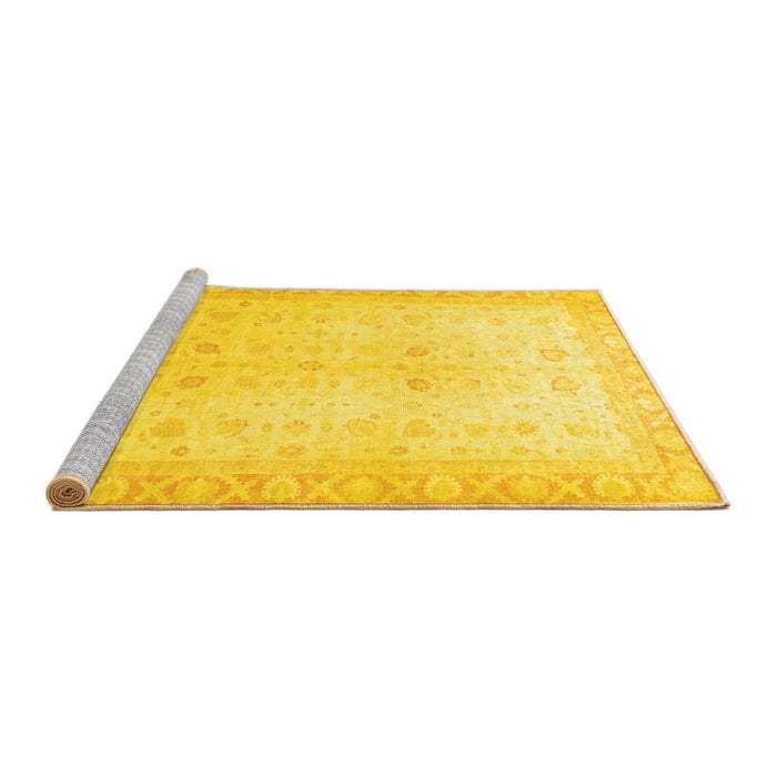 Sideview of Machine Washable Oriental Yellow Traditional Rug, wshabs36yw