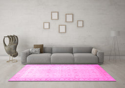 Machine Washable Oriental Pink Traditional Rug in a Living Room, wshabs36pnk