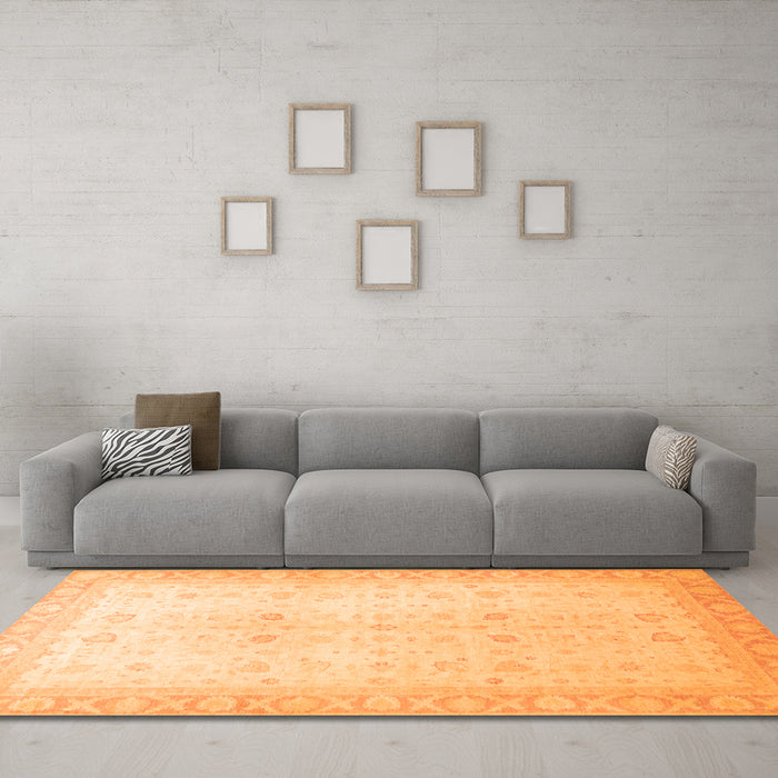 Machine Washable Oriental Orange Traditional Area Rugs in a Living Room, wshabs36org
