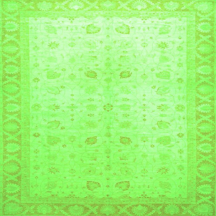 Square Machine Washable Oriental Green Traditional Area Rugs, wshabs36grn